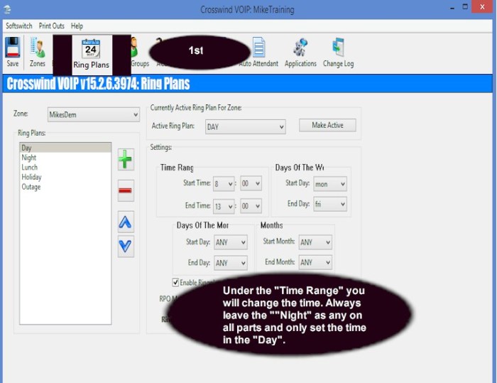 Change time for hours of operation
