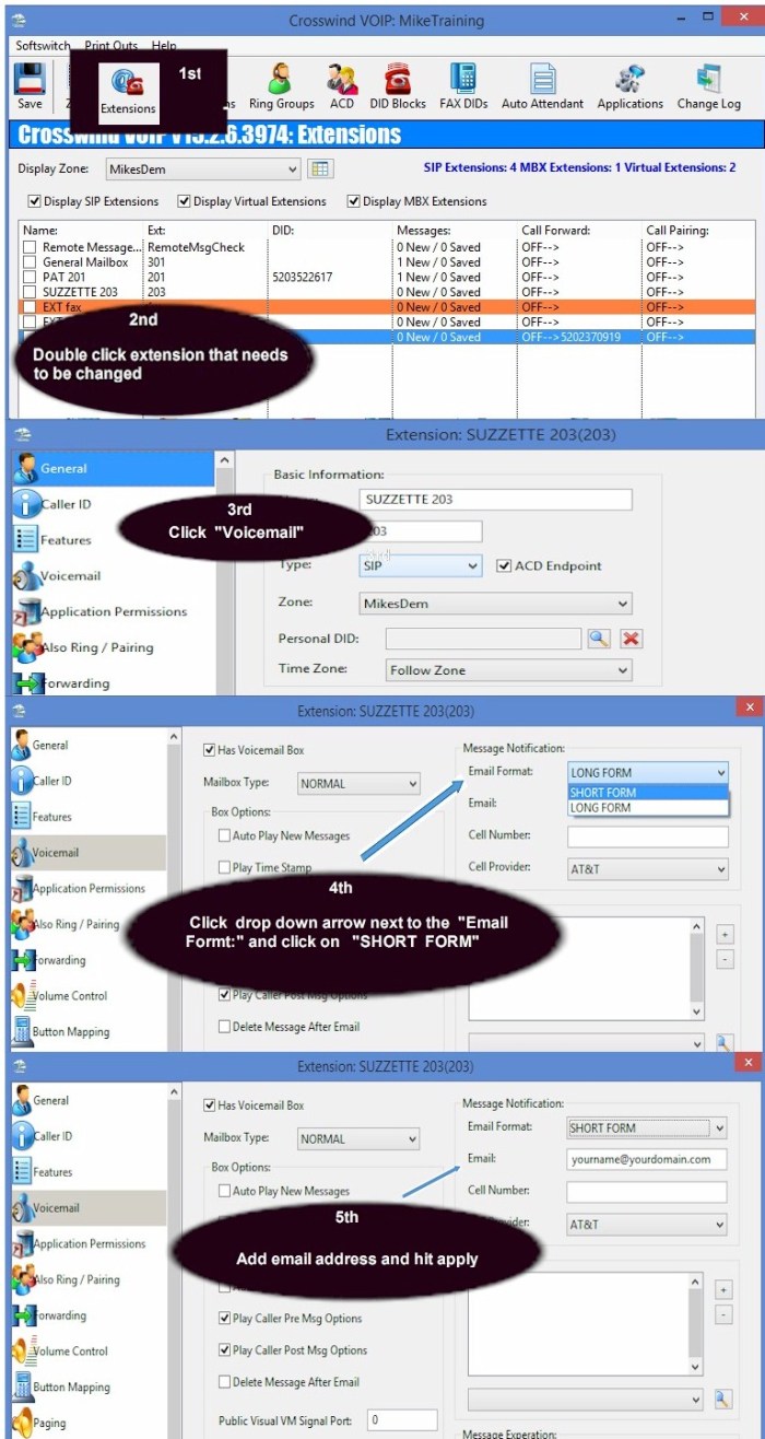 Email alert of a message being left in voicemail