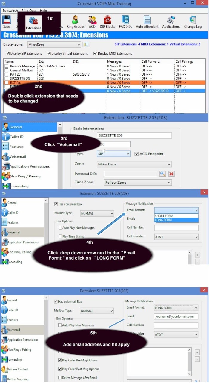 Email copy of a message being left in voicemail