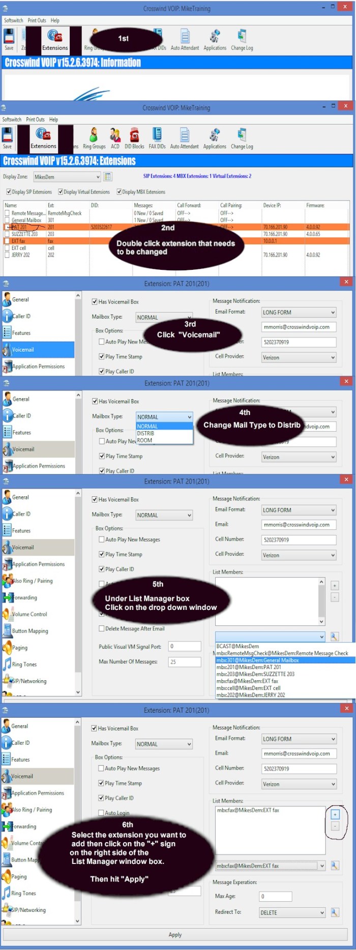 Employee out of the office, messages sent to another extension #1