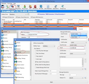 Voicemail Change extension, add mail box, add email