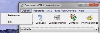 Communicator Options Drop Down
