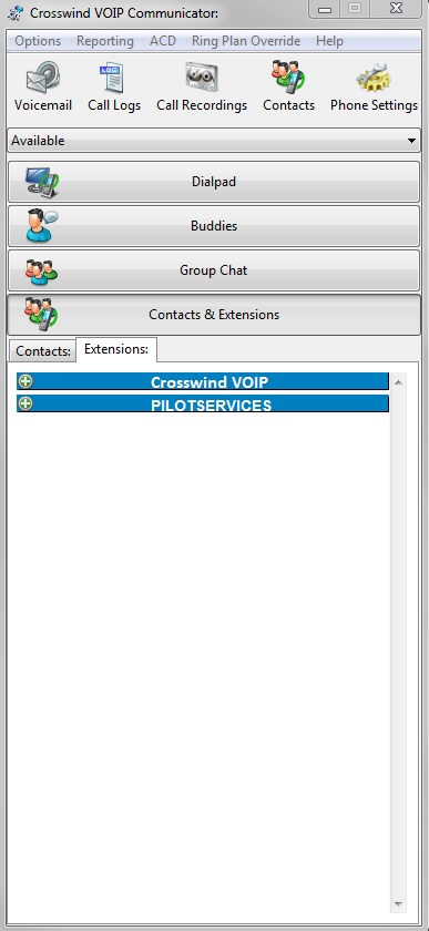 contacts & extensions . extensions page