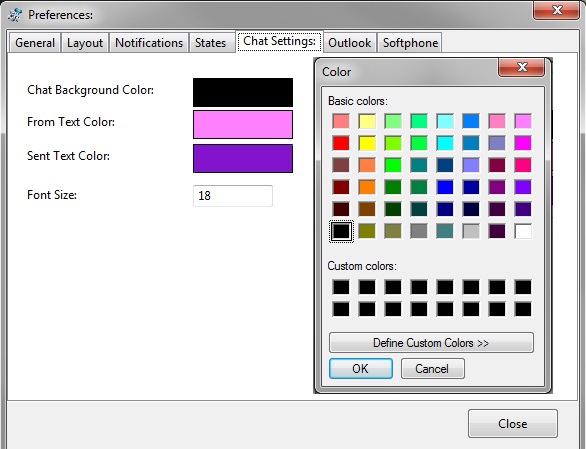 Communicator Preferences . Chat Settings