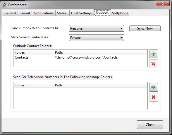Communicator Preferences . Outlook